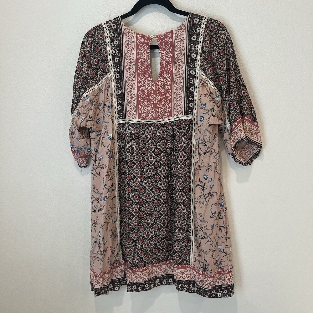 Sundance Womens Bohemian Floral Shift Dress Cover Up Multicolor Large Patchwork - Picture 6 of 8